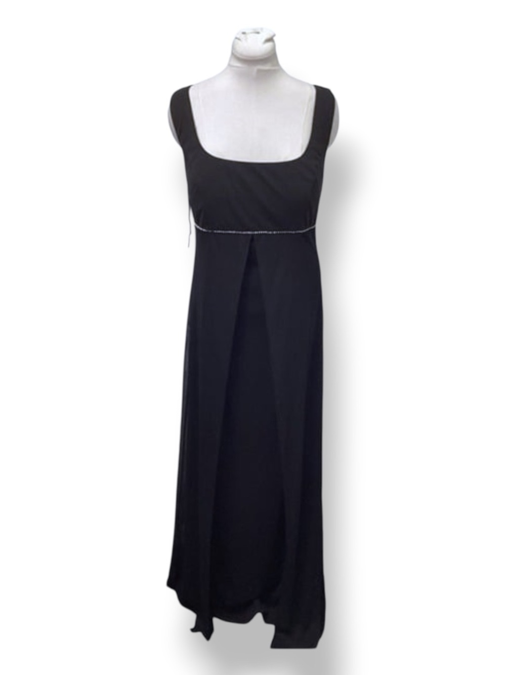 Dave & Johnny Laura Ryner Sleeveless Evening Gown Dress VTG Rhinestone Black 18